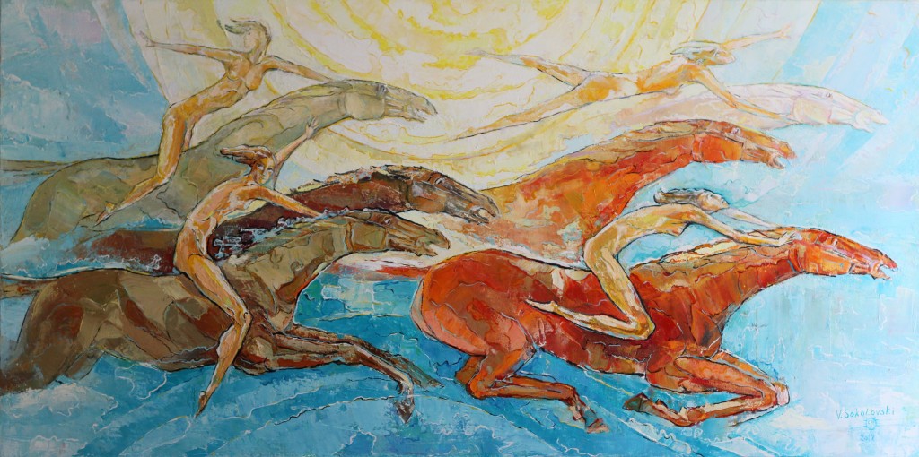 Amazons - Oil on canvas, 48x24 - Valeri Sokolovski