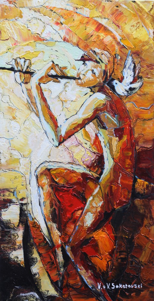 Musicians series - Flute - Oil on canvas, 20x12 - Valeri Sokolovski
