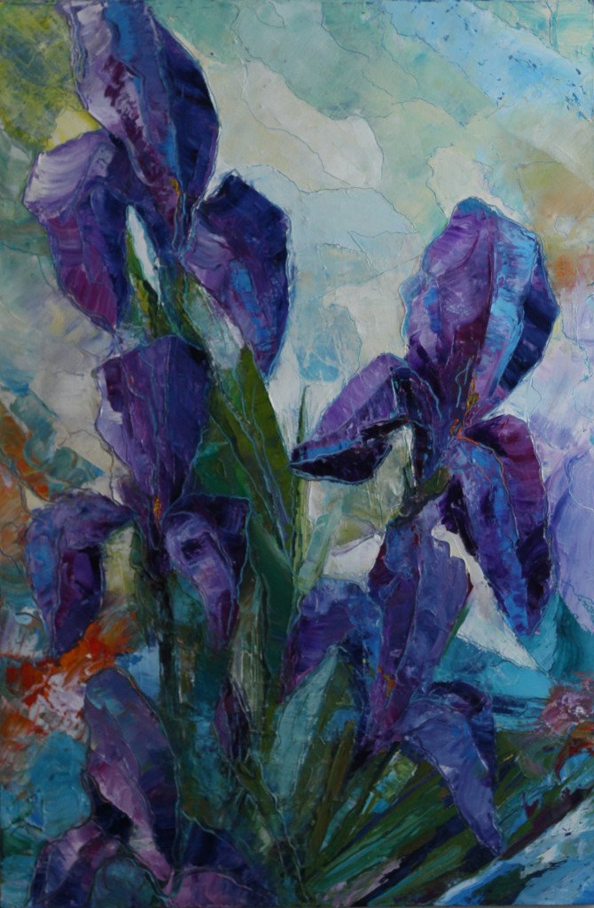 Purple Iris - Oil on canvas, 36x24 - Valeri Sokolovski