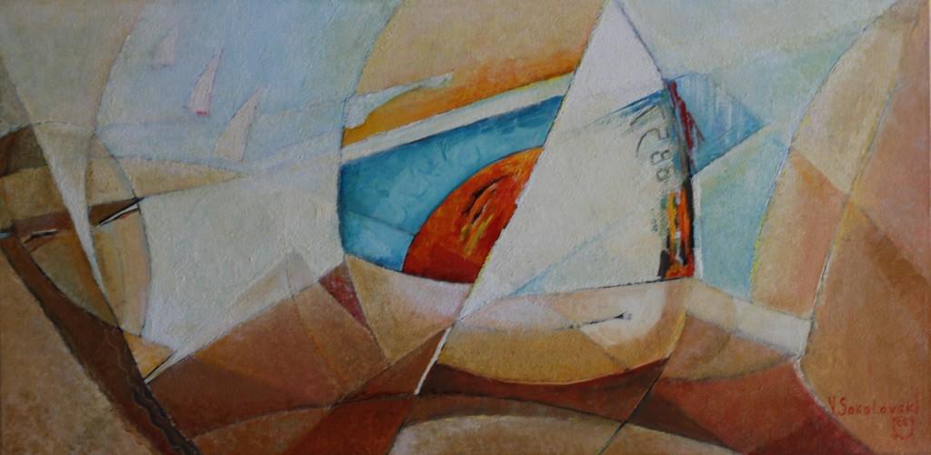 Regatta - oil on canvas -24 x12 - Valeri Sokolovski