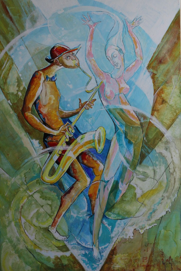 Sax - Acrylic on canvas, 36x24 - Valeri Sokolovski
