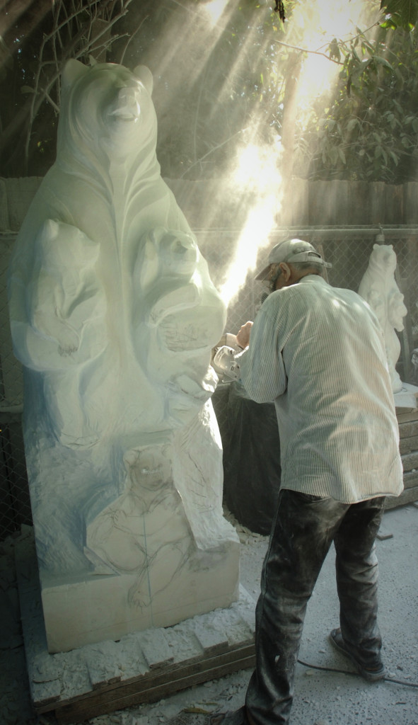Spirit Bear - white marble - private commission -Valeri Sokolovski