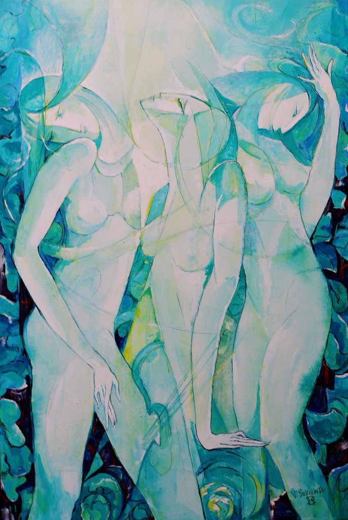 Three Muses - Acrylic on canvas, 36x24 - Valeri Sokolovski