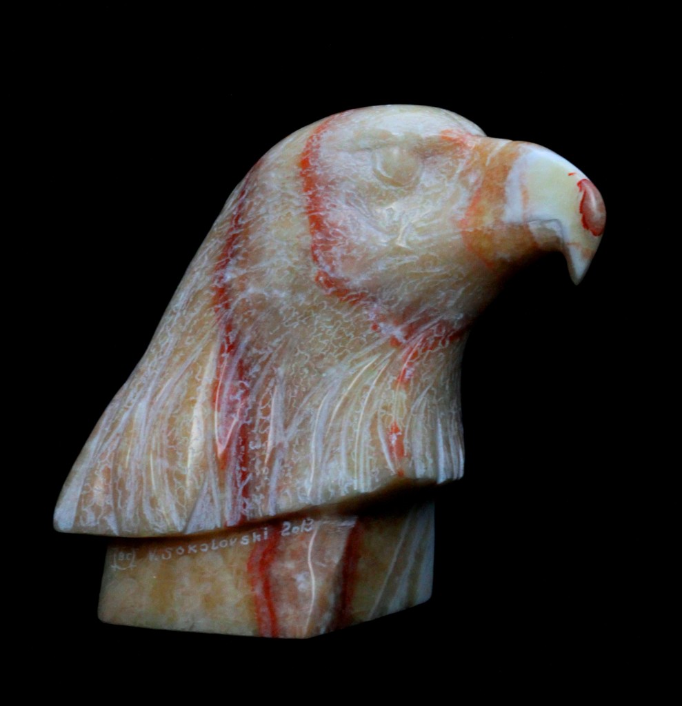 Eagle - pink onyx stone - 12.5 inches - Valeri Sokolovski