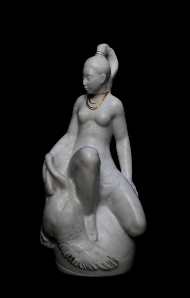 Leda and the Swan -  22 inches - Italian carrera marble - Valeri Sokolovski
