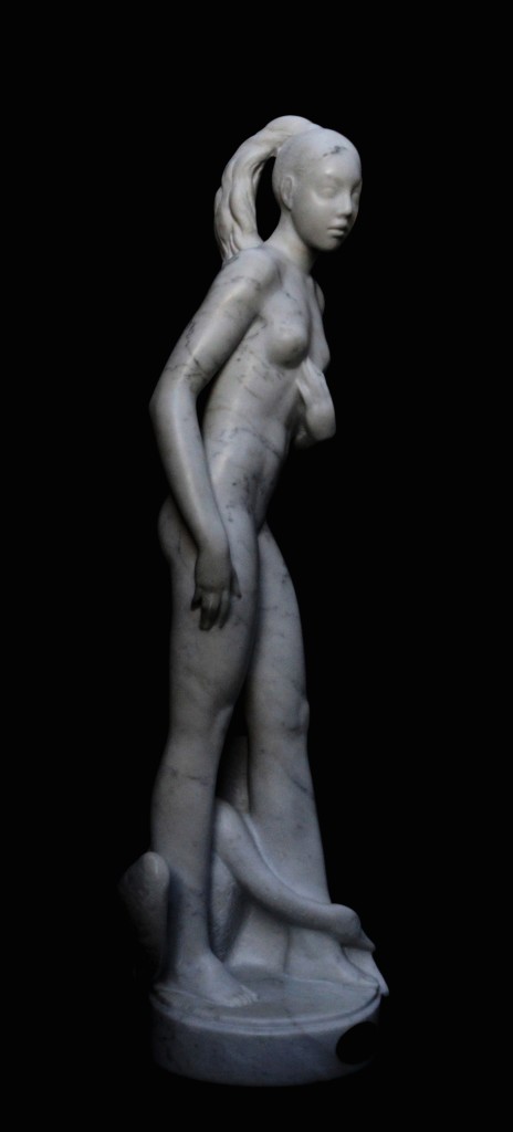 Leda and the Swan -  34.5 inches - Italian carrera marble - Valeri Sokolovski
