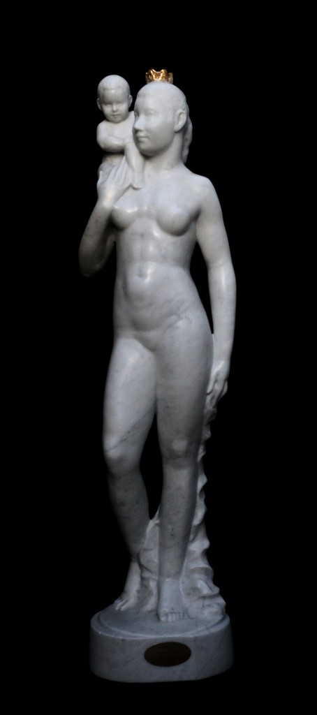 Mother and Child - 34.5 inches - Italian carrera marble - Valeri Sokolovski