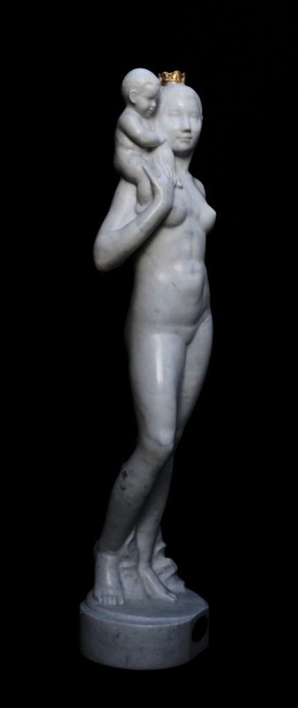 Mother and Child - 34.5 inches  - Italian carrera marble - Valeri Sokolovski