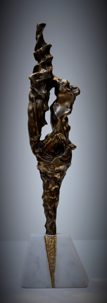 Underworld - polished bronze with italian carrera marble base - 21inches - Valeri Sokolovski